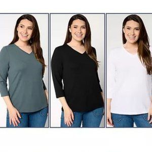 Denim & Co. Essentials Heavenly Jersey 3-Pack 3/4 Sleeve Tops